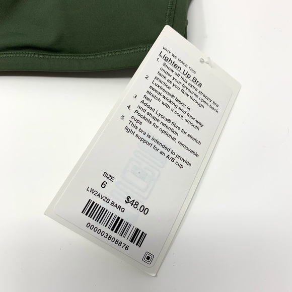 Lululemon lighten up bra Barack green size 6 NWT - Picture 4 of 4